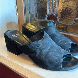 Eileen Fisher Black Suede Crossover Mules